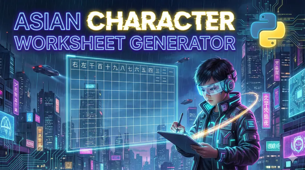 Asian Character Worksheet Generator